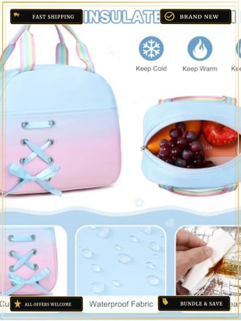 Girls Backpack with Bento Lunch Box Set, School Bag Bookbag with Insulated
